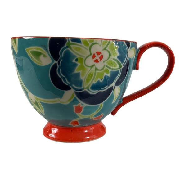 Anthropologie Bellina Blooms Mug 13 oz Floral Footed Ceramic Coffee Cup - Picture 1 of 9